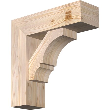 Ekena Millwork Balboa Block Smooth Bracket w/ Offset Brace, Douglas Fir, 7 1/2"W x 24"D x 24"H BKT0806X24X24BOA05SDF